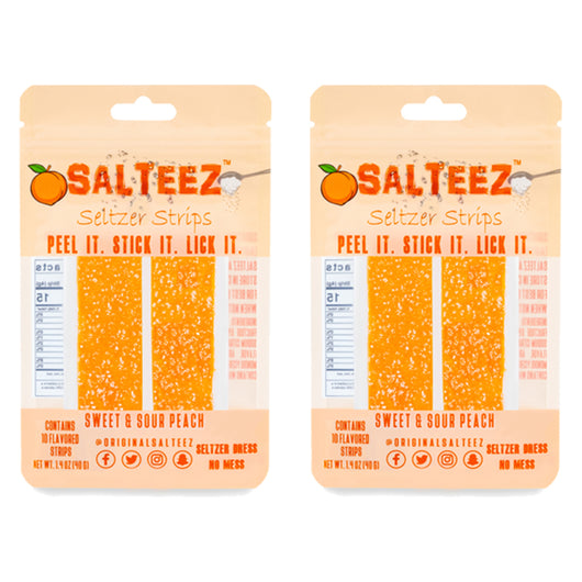 Salteez Seltzer Strips - Sweet & Sour Peach - 2 Packs - 20 Total Strips! - FREE SHIPPING!